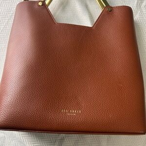 Ted Baker Tan Leather Tote with Gold Accents